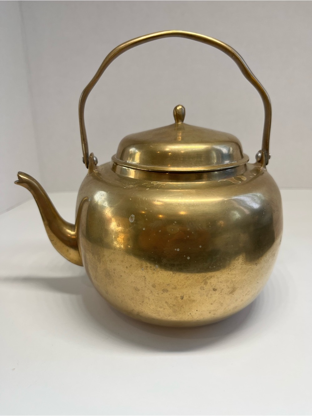 Vintage Brass Teapot Kettle with Handle - Gold Finish(b)
